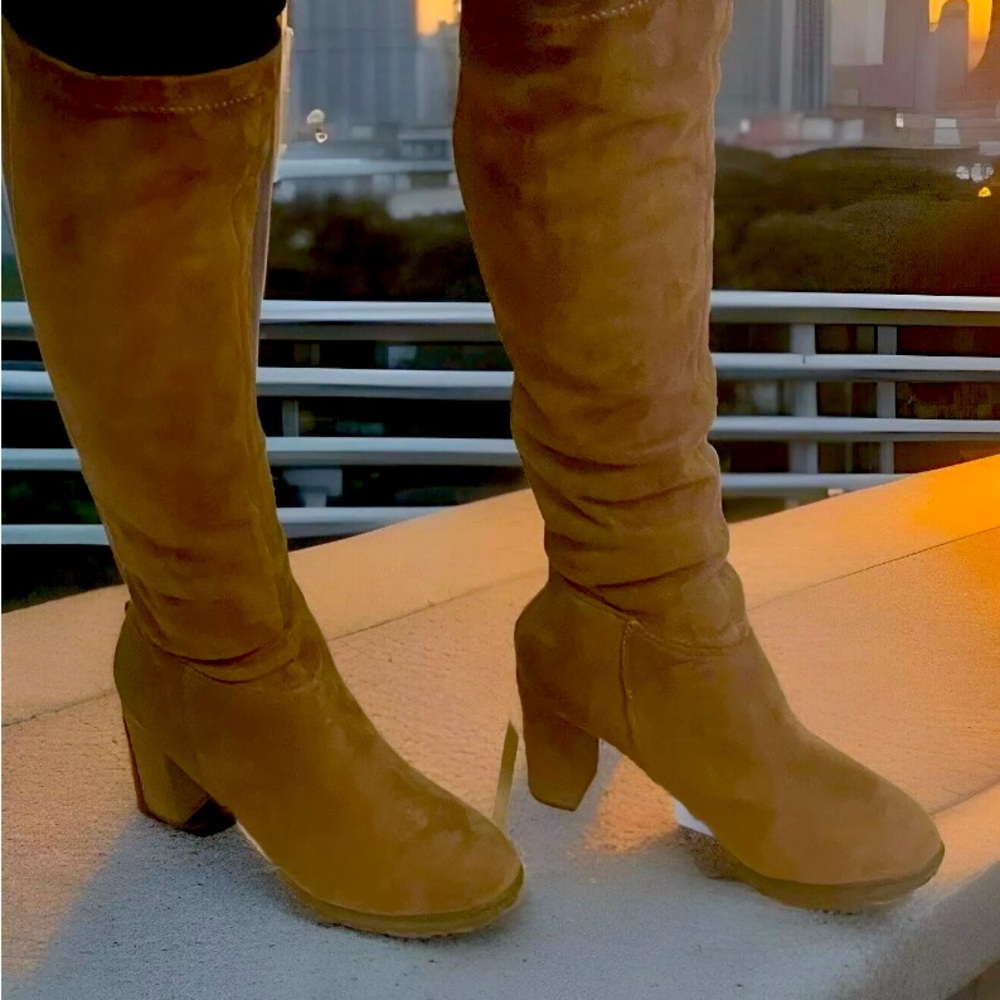 WOMENS BROWN KNEE-HIGH RIDING BOOTS SIZE-8 1/2